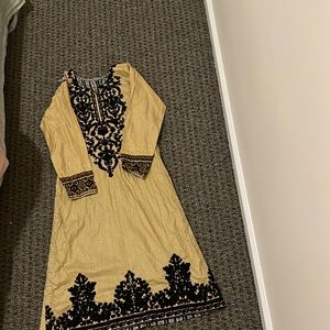 Golden and Black Designer Salwar Kameez ( Embroidered )